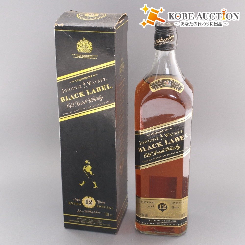 ■ 酒 ウイスキー ジョニーウォーカー ブラックラベル スコッチ アルコール 1000ml 43度 未開栓 未使用 箱付き拍卖