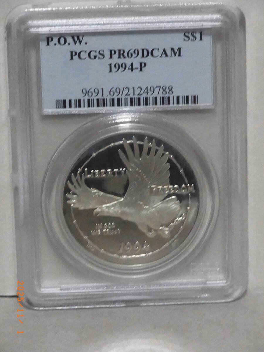 アメリカ 1994年 PCGS PR69DCAM 国立戦争捕虜博物館記念 1ドル銀貨 ★送料無料★ 拍卖
