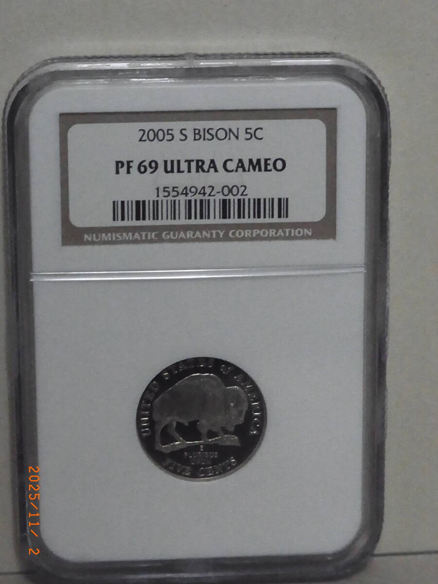 アメリカ合衆国 2005年 NGC PF69 ウルトラカメオ バイソン記念5セント硬貨 ★送料無料★ 拍卖