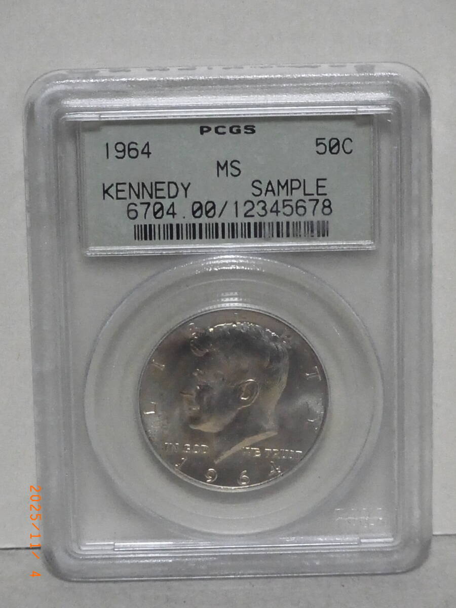 アメリカ 1964年 PCGS MSサンプル ケネディ50セント銀貨 ★送料無料★ 拍卖