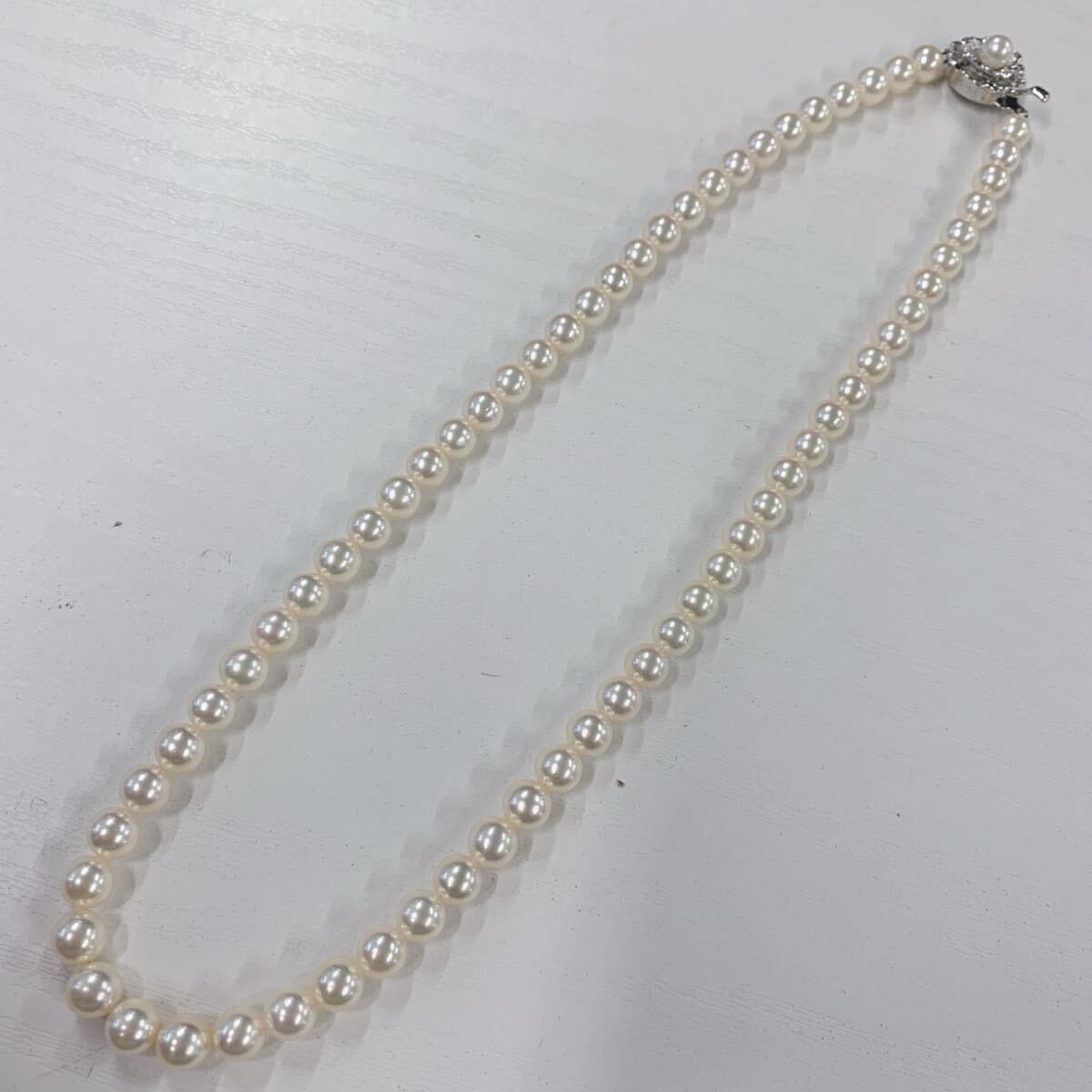 〒410 ネックレス パール 6.1-6.4mm 真珠 43cm SILVER拍卖