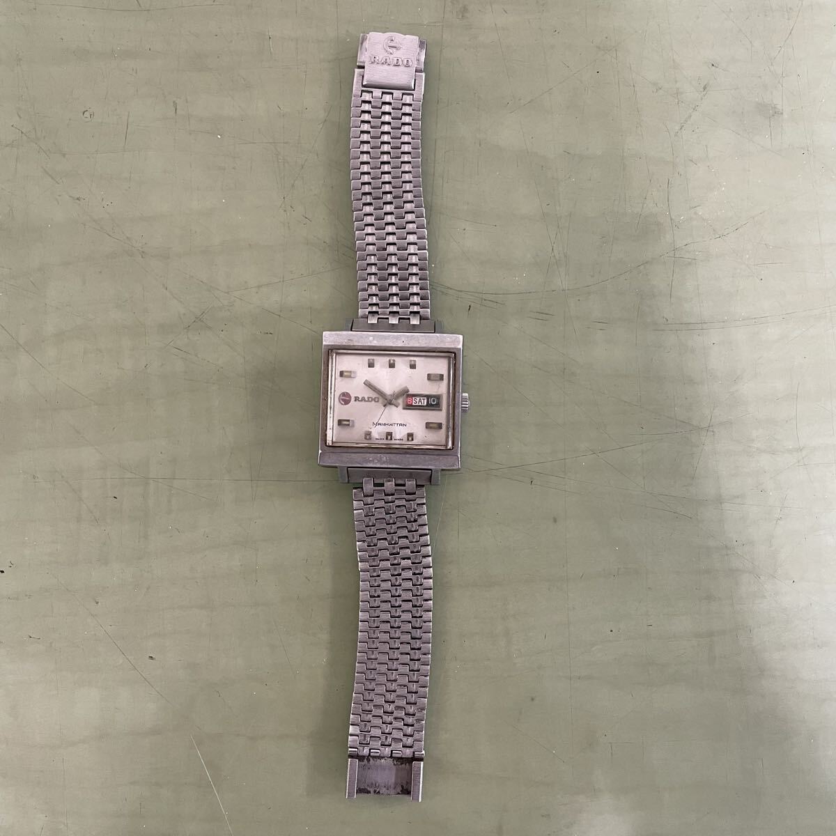 #101 RADO ラドー クォーツ MANHATTAN マンハッタン ヴィンテージ 腕時計 不動品 ベルト留具不具合有 ジャンク品拍卖