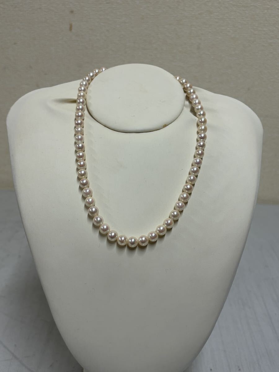 $ 10 パール ネックレス 真珠 パールネックレス 留め具SILVER 約7mm〜約7.4mm 拍卖