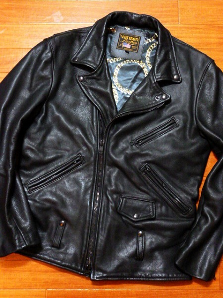 VANSON バンソン ダブル ライダース ジャケット ロング グレインレザー 特注品 ブラック 美品 RJ B C2 D STAR ENF 牛革 革ジャン レザー 拍卖