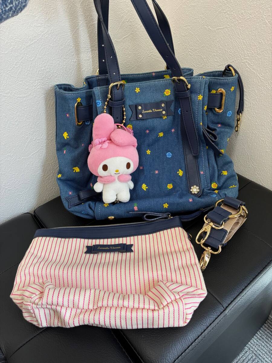 ★☆【Samantha Thavasa/マイメロディ】デニムトートバック 完売 ポーチ付き レディース 可愛い 自宅保管品 USED品 ★☆ №48拍卖
