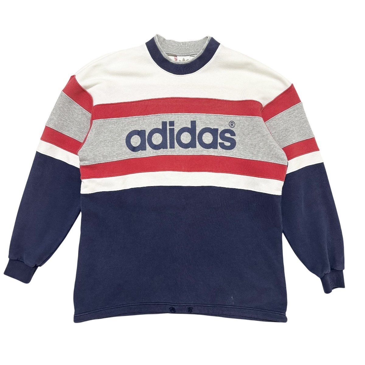 古着 アディダス adidas スウェットシャツ トレーナー クリーニング済み 90s ヴィンテージ デサント製 銀タグ メンズ M拍卖