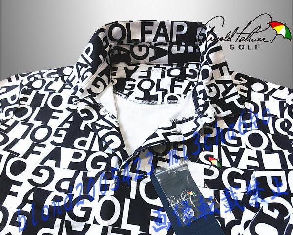■新品【arnold palmer GOLF】アーノルドパーマーゴルフ 全体デザイン飛びロゴ 微起毛 長袖ポロシャツ■WH/XO(3L)拍卖