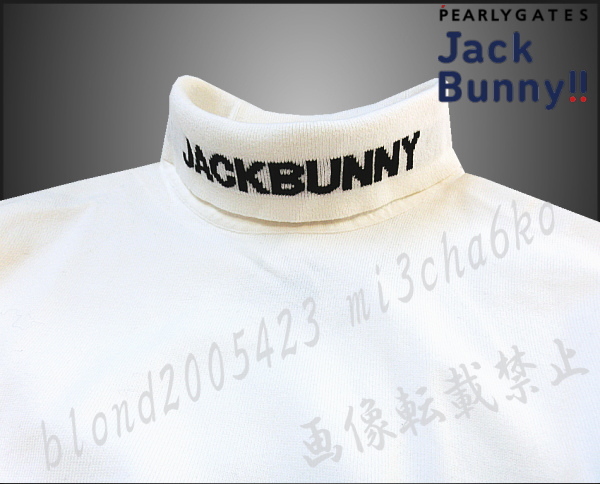 ■新品【PEARLY GATES Jack Bunny】パーリーゲイツ ジャックバニーゴルフ 襟BIGロゴ ハイネックモック ニット■WH6(LL)拍卖