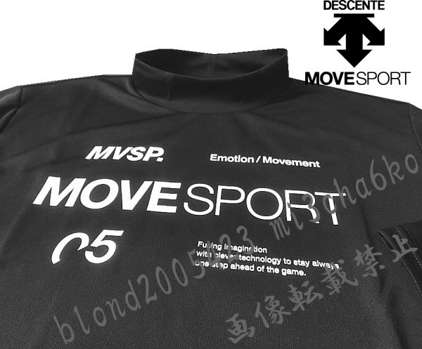 ■新品【DESCENTE MOVE SPORT】デサントムーヴスポーツ ゴルフに最適 吸汗速乾 前面BIGロゴ 長袖モックネックシャツ■BK/XO(3L)拍卖