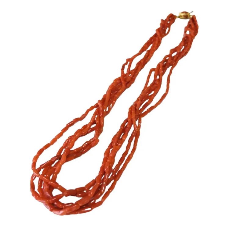 天然赤珊瑚 6連 ネックレス拍卖