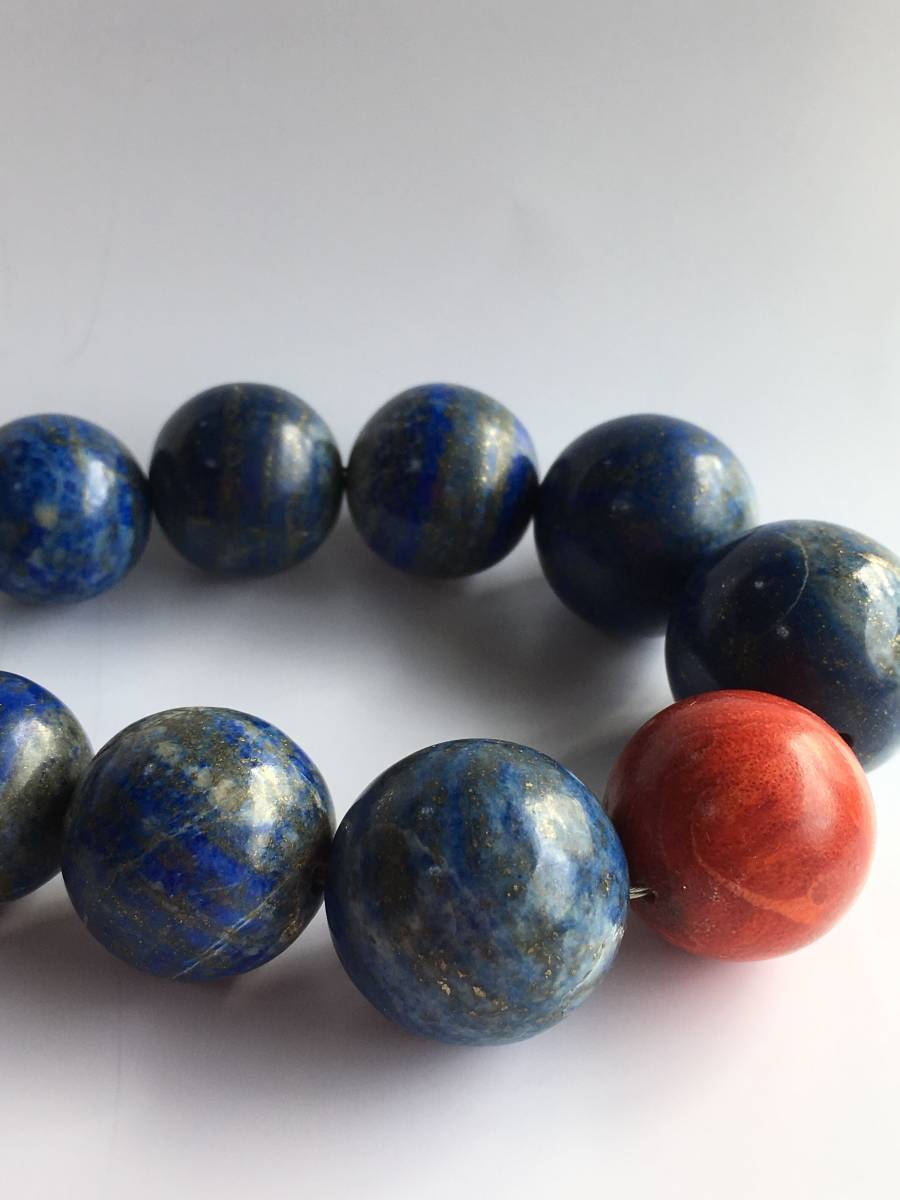 ラピスラズリ ブルー レッド ネックレス 50cm拍卖