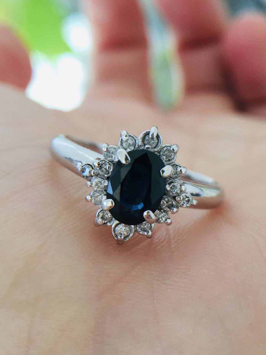 サファイア 1.00ct ダイヤモンド 0.16ct 指輪 リング Pt900拍卖