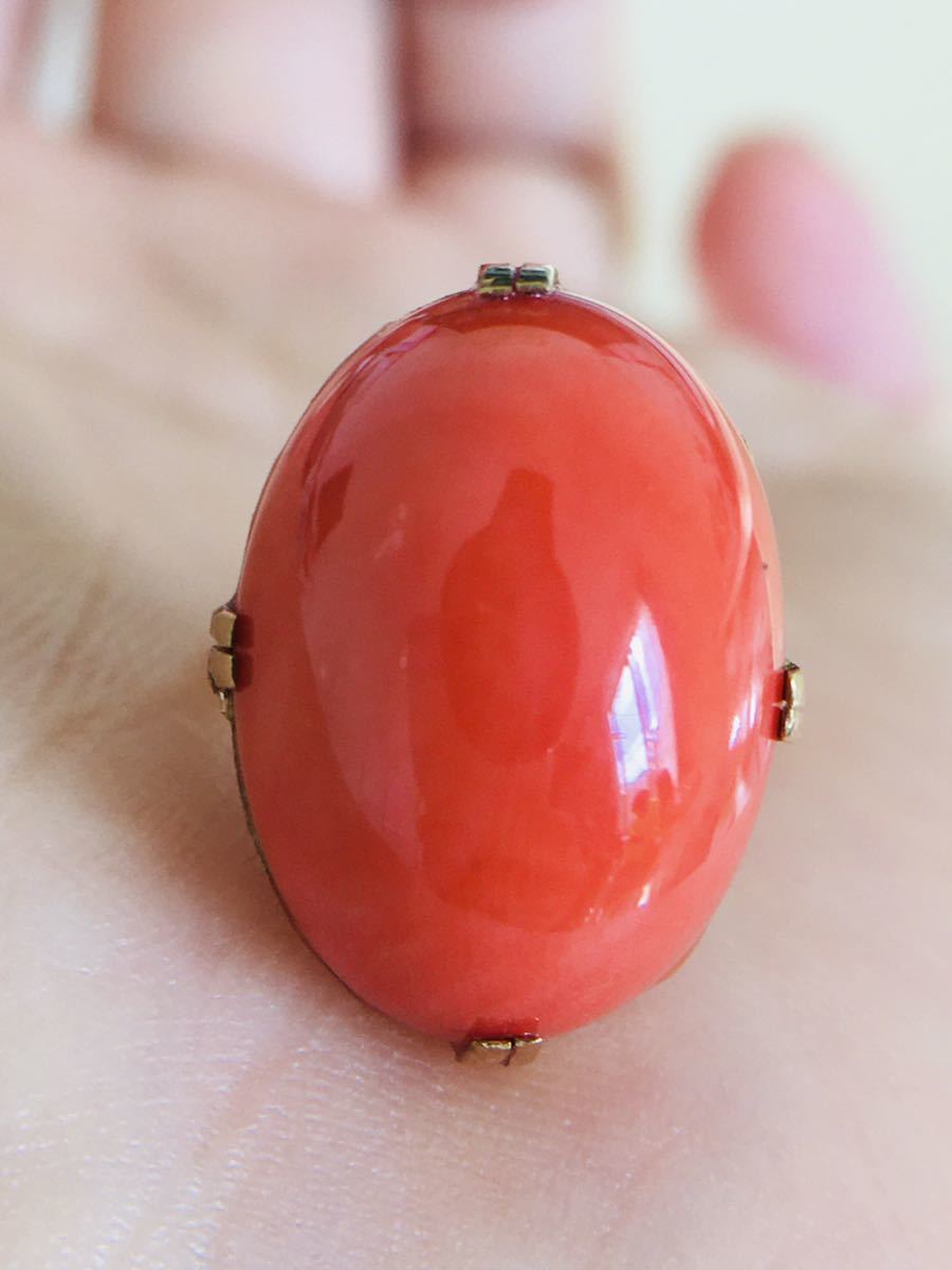 K18 サンゴ 珊瑚 リング 指輪拍卖