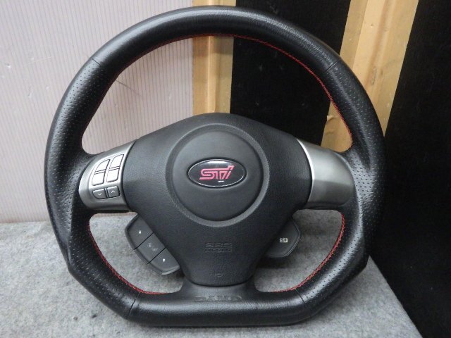 【B】DAMD ダムド スバル STI ホーンパッド付 ステアリング リモコン ハンドル レザー 革 ステリモ BP5 レガシィ SS358-D Dシェイプ GR GV拍卖