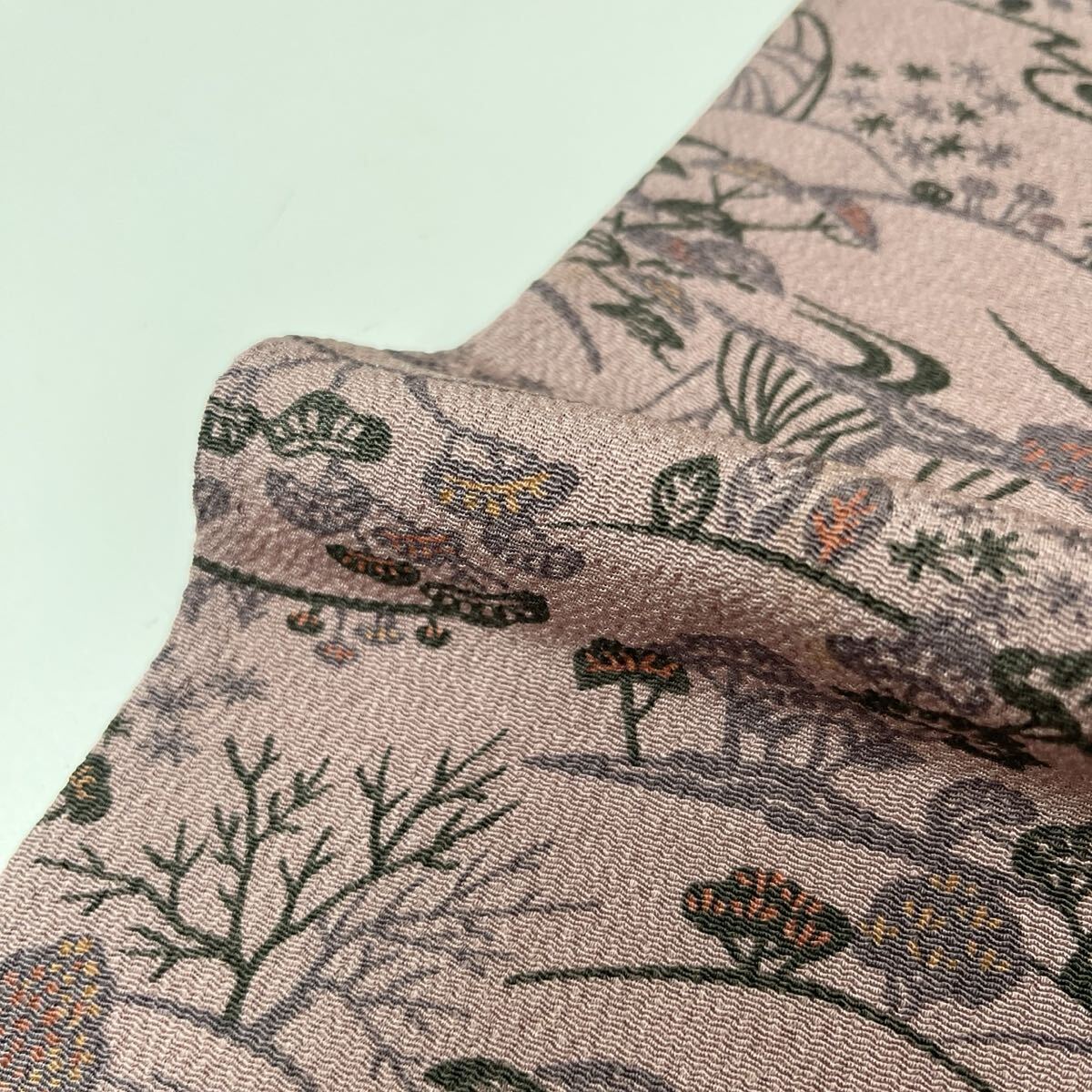 小紋 ちりめん 単衣仕立て 上品な染め 着物 正絹 F-884拍卖