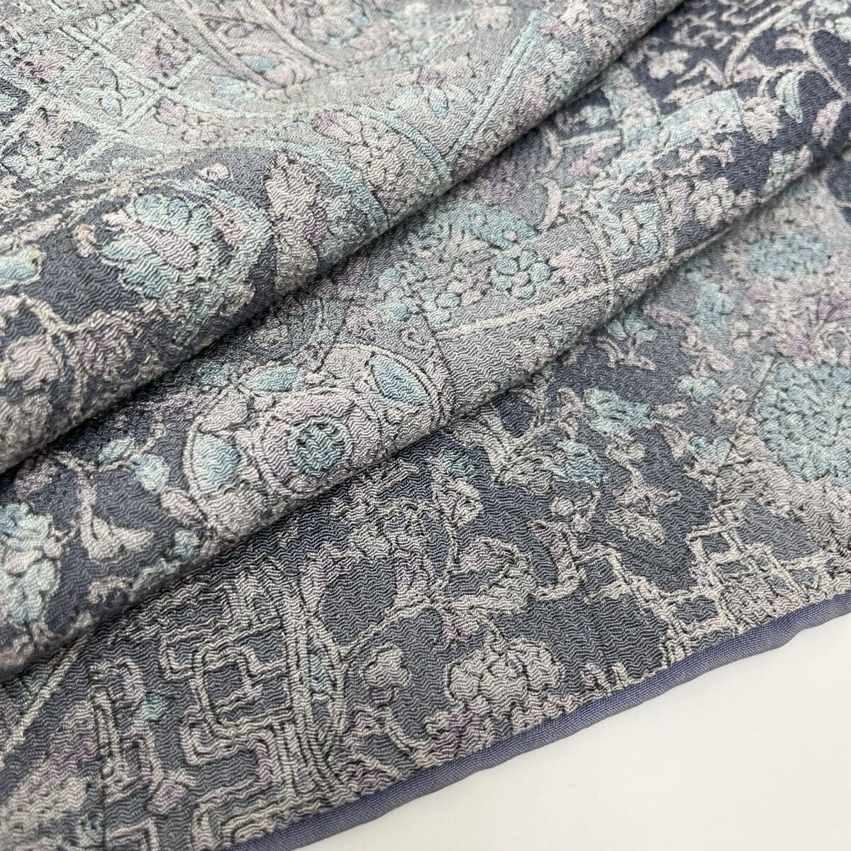 小紋 ちりめん 美しい更紗模様 上品な色味 着物 正絹 F-885拍卖