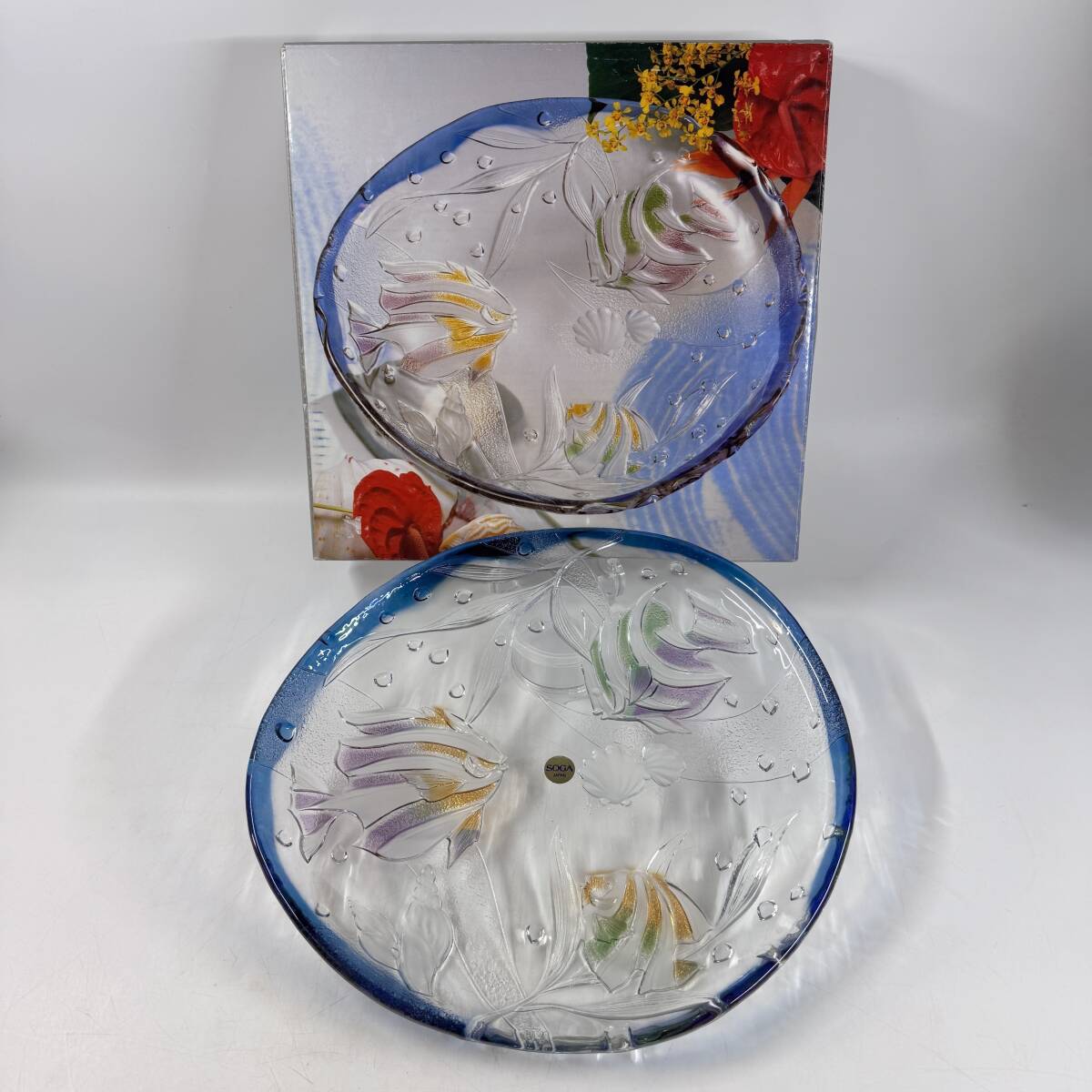 【64179Q】未使用 SOGA SEA LAND コンテンポラリーガラスコレクション A351S ラージプレート 大皿 飾り皿 昭和レトロ 経年保管品 現状品拍卖