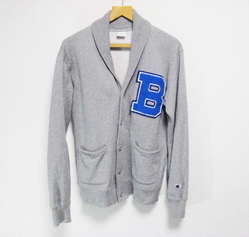 美品 チャンピオン Champion ショールカラー スウェット カーディガン 霜降りグレー サイズL パイルレタード拍卖