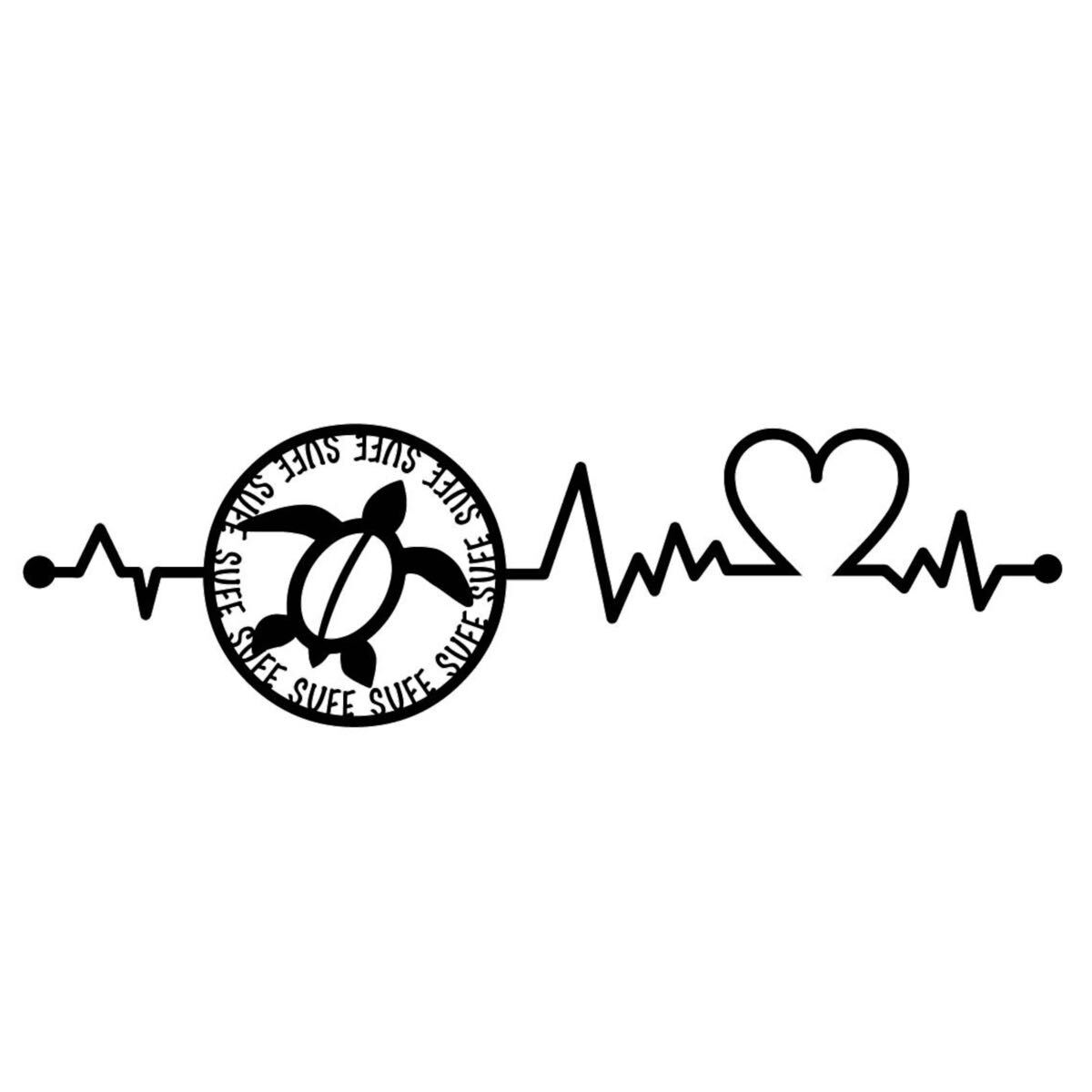 (小) 心電図 「海亀」 サーフ サーフィン カッティングステッカー surf 車外アクセサリー拍卖