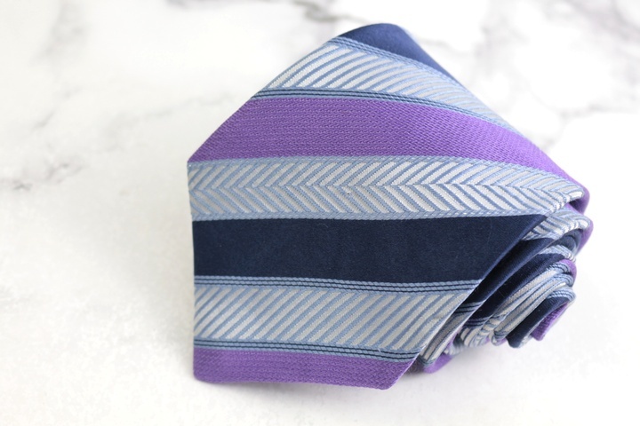 エルメネジルドゼニア ブランドネクタイ ストライプ柄 シルク PO メンズ パープル Ermenegildo Zegna拍卖