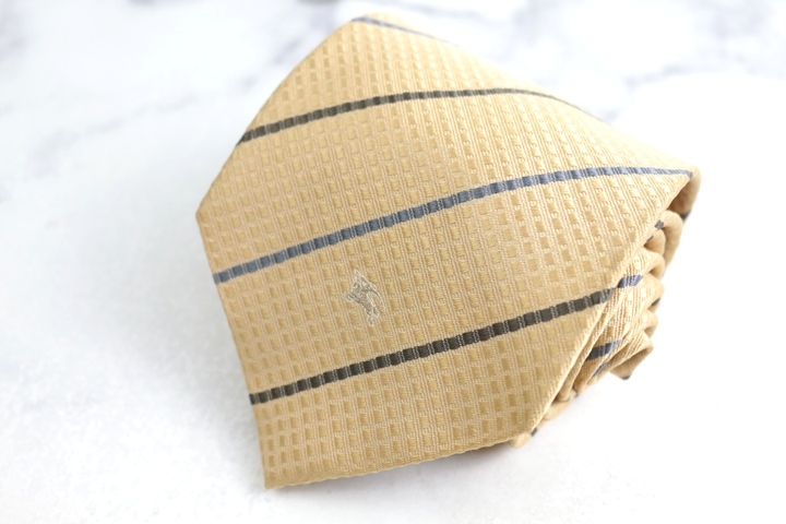 バーバリーロンドン ブランドネクタイ ホースマーク ストライプ柄 格子柄 シルク 日本製 PO メンズ ベージュ BURBERRY LONDON拍卖