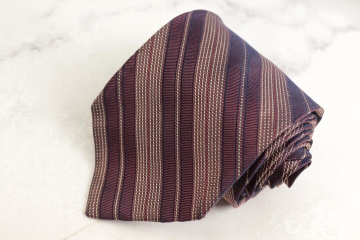 ジェイプレス ブランドネクタイ ストライプ柄 シルク PO メンズ ワインレッド J.PRESS拍卖