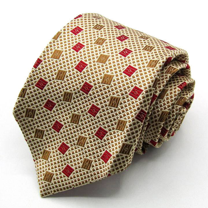 ルイジボレッリ ブランド ネクタイ 小紋柄 格子柄 シルク コットン PO メンズ ベージュ LUIGI BORRELLI ナポリ一流老舗拍卖