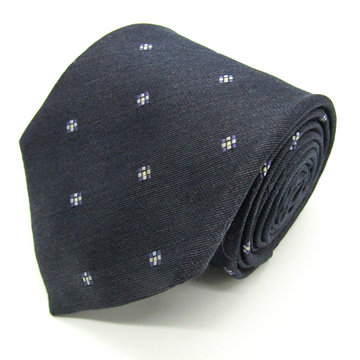 ジェイプレス ブランドネクタイ 小紋柄 格子柄 シルク PO メンズ ネイビー J.PRESS拍卖