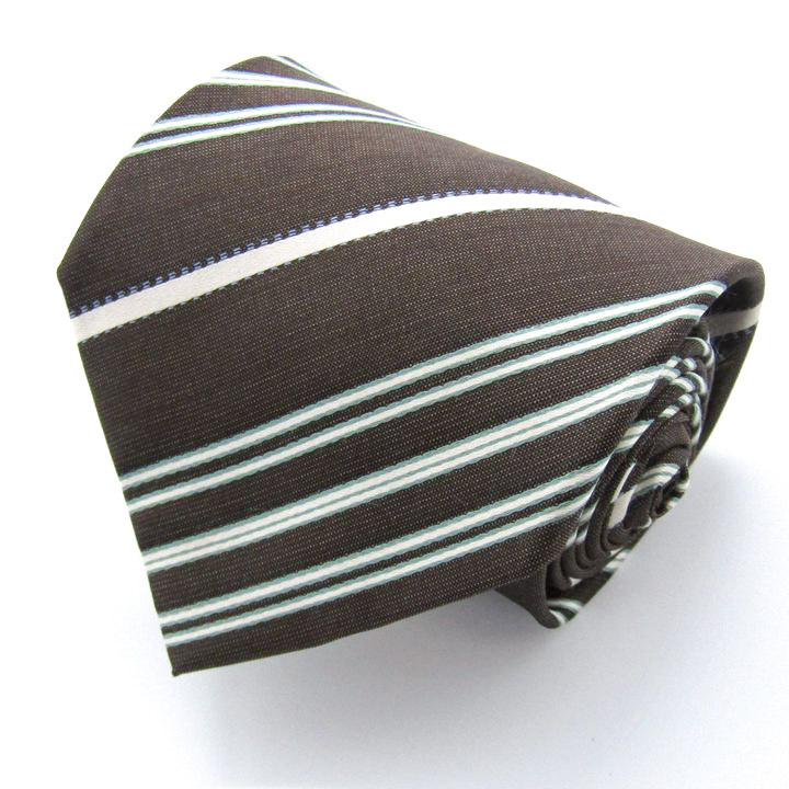 ダナキャラン ブランド ネクタイ ストライプ柄 シルク 日本製 PO メンズ ブラウン Donna Karan拍卖