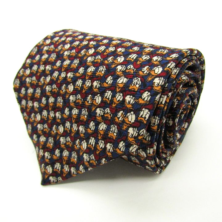 ディズニー ブランド ネクタイ ドナルドダック 総柄 シルク USA製 ディズニーストア PO メンズ ネイビー Disney拍卖