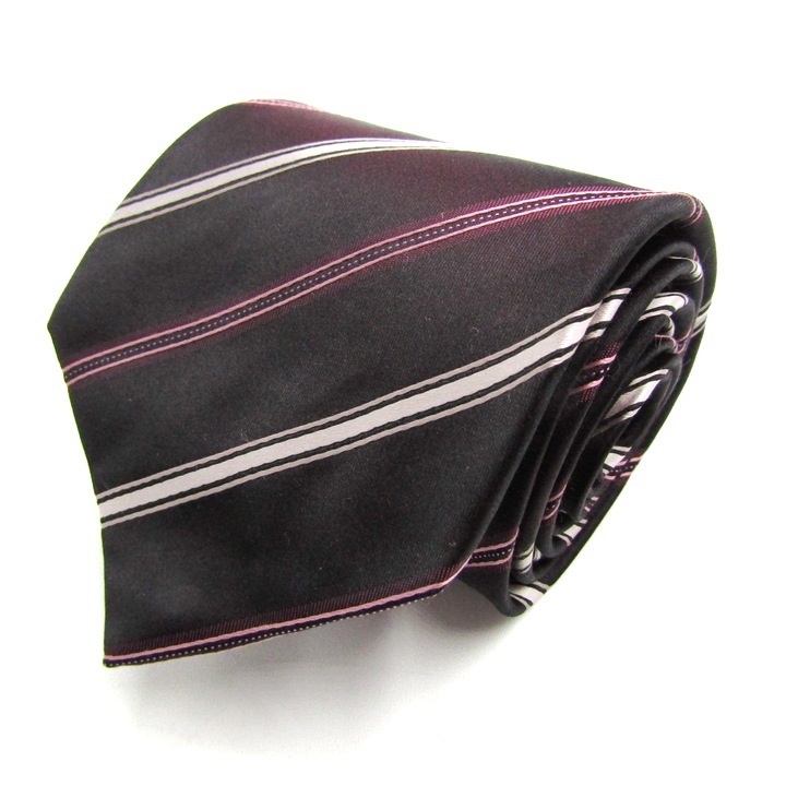 コムサメン ブランド ネクタイ ストライプ柄 シルク 未使用タグ付 PO メンズ ブラウン COMME CA MEN拍卖