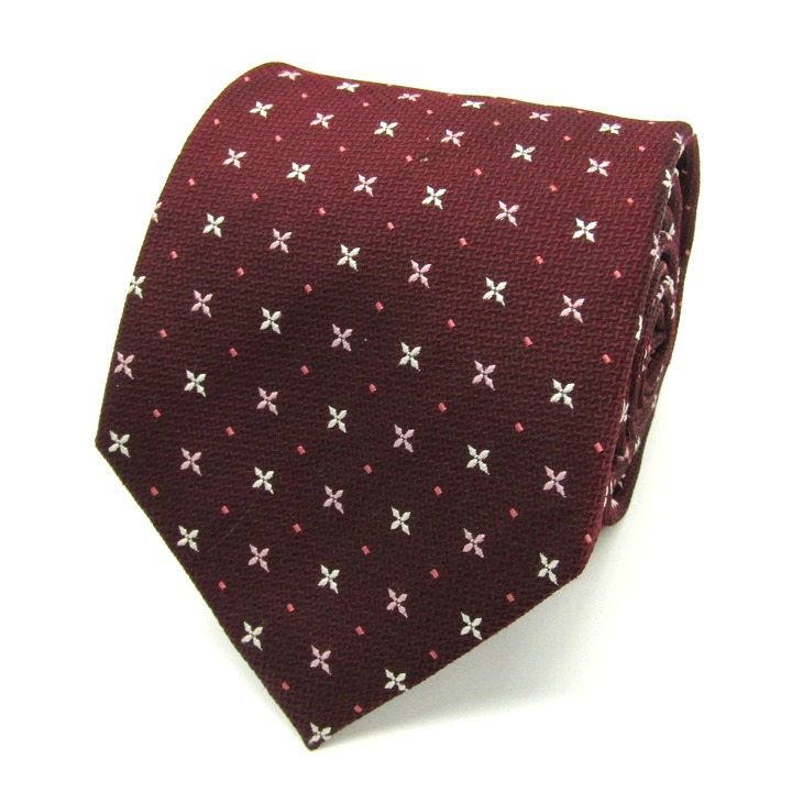 ユキトリイ ブランド ネクタイ 小紋柄 ドット柄 シルク PO メンズ ワインレッド YUKI TORII拍卖