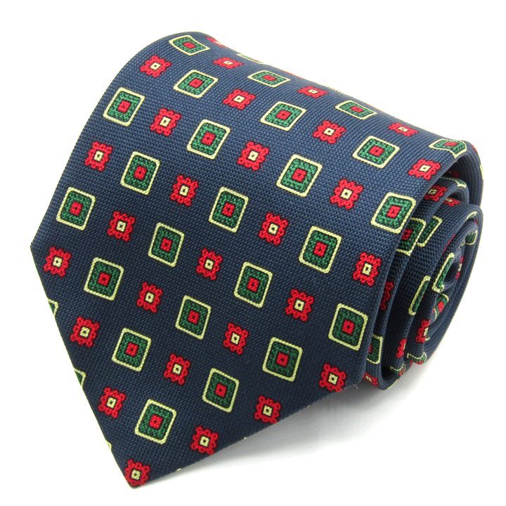 ニューヨーカー ブランド ネクタイ 小紋柄 COMO ITALY インポート生地 PO メンズ ネイビー NEWYORKER拍卖