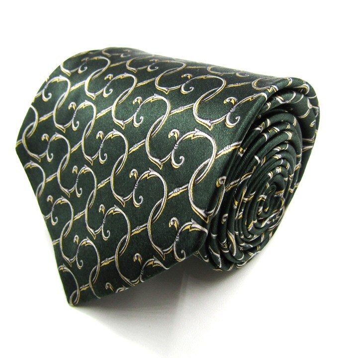 イヴ・サンローラン ブランド ネクタイ 総柄 シルク PO メンズ グリーン YVES SAINT LAURENT拍卖