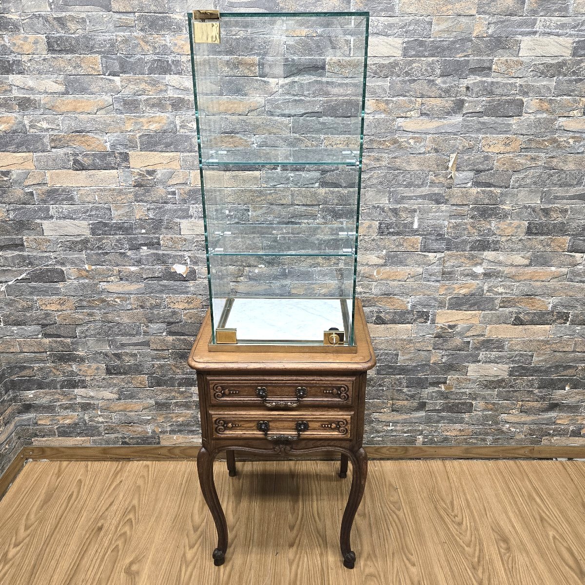 ♪♪5j065-2 フレームレス ジュエリーショーケース コレクションケース コンソール カブリオールレッグ クラシック 店舗什器♪♪拍卖