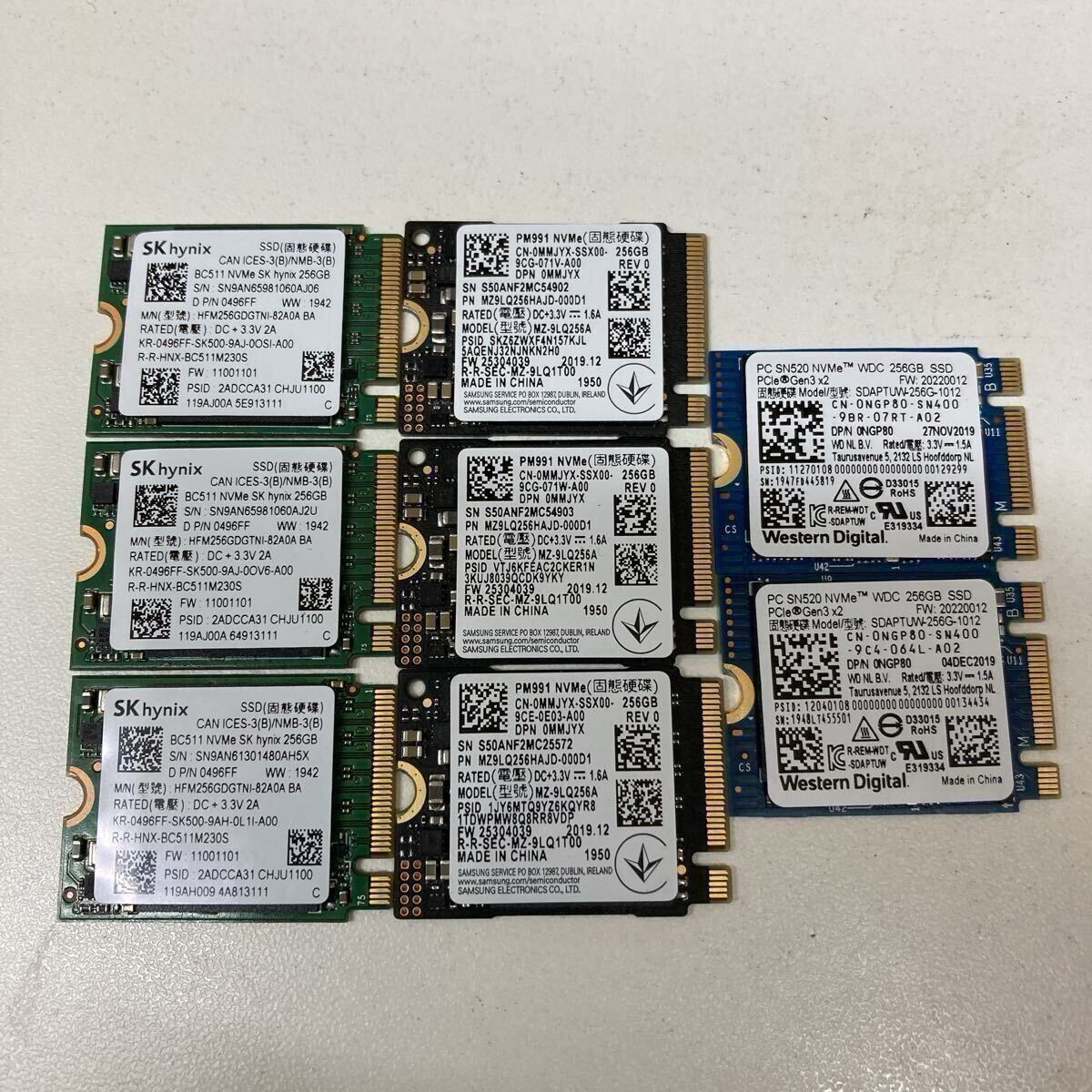 SSD256GB 8個セット/ NVMe /SK hynix /Western Digital /クリスタルディスクインフォでの正常確認済み8台 画像あり拍卖