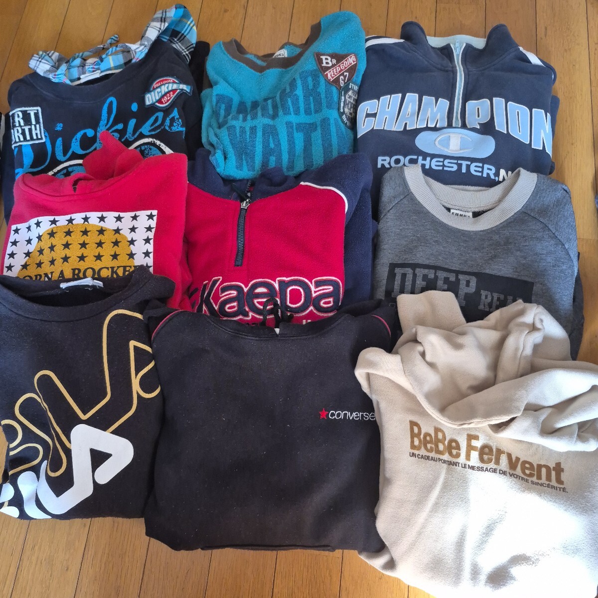 140 男の子 秋冬まとめ売り 9枚セット トレーナー パーカー FILA コンバース チャンピオン ブランシェス BeBe拍卖