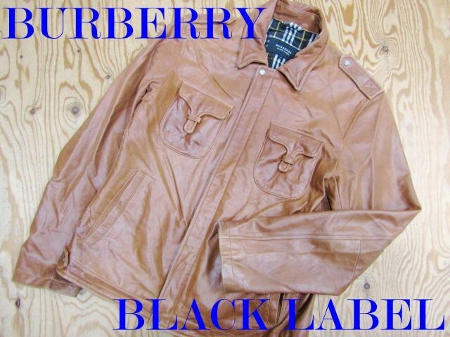 ★バーバリーブラックレーベル BURBERRY★裏ノバチェック 羊革ラムスキン レザージップジャケット メンズ★R71102073A拍卖