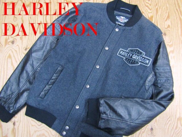 ★ハーレーダビッドソン HARLEY DAVIDSON★メンズ 袖レザースタジャン オリジナルワッペン付き★R71102029A拍卖