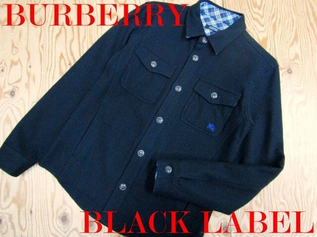★バーバリーブラックレーベル BURBERRY★メンズ ウールシャツジャケット ワンポイントホース★R71102022A拍卖