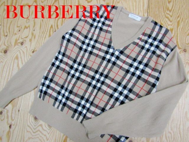 ★バーバリー BURBERRY★メンズ ノバチェック ウールニットセーター ベージュ★R71102011C拍卖