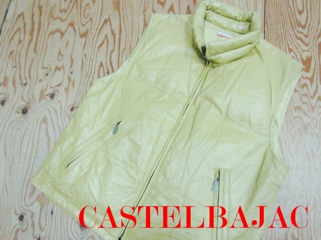 ★カステルバジャック CASTELBAJAC★羊革ラムスキン レザーダウンベスト バックエンボスロゴ★R71102008C拍卖