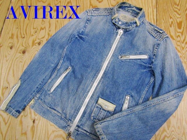 ★アヴィレックス AVIREX★メンズ ヴィンテージ加工 デニムライダースジャケット★R71102005C拍卖