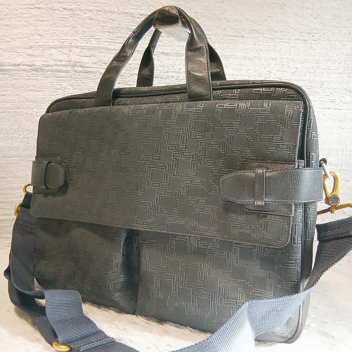 dunhill ダンヒル ビジネスバッグ ブリーフケース 2way ショルダーバッグ ディーエイト ブラック レザー 大容量 ショルダー紐社外品拍卖