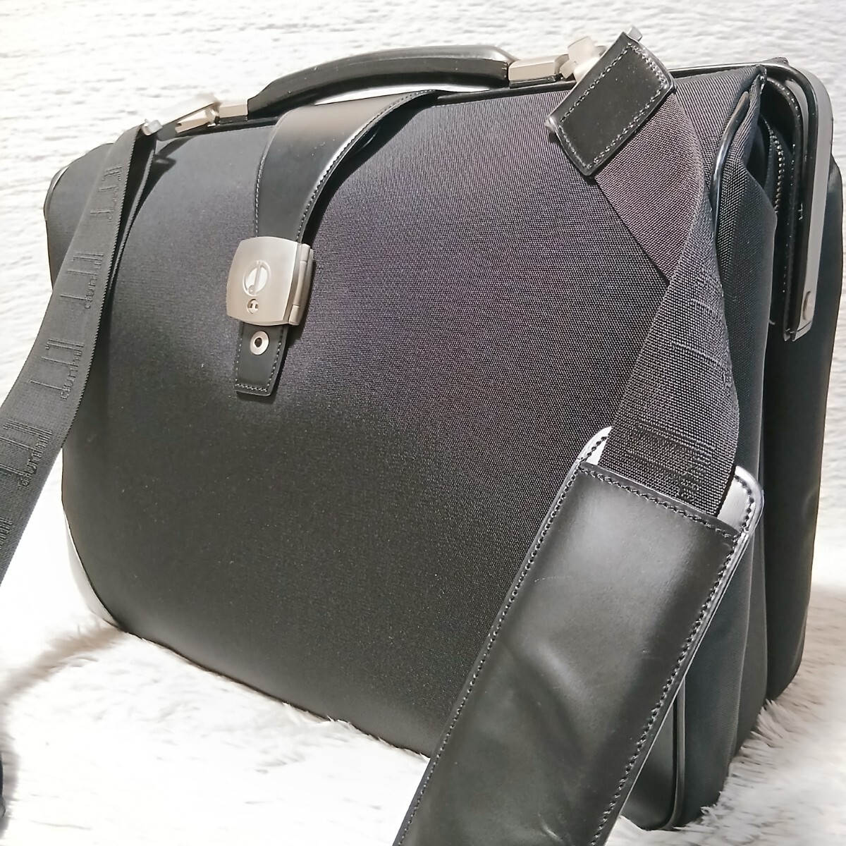 dunhill ダンヒル ビジネスバッグ ブリーフケース ドクターバック ショルダーバッグ 2way ダレスバック 大容量 レザー×ナイロン 黒拍卖