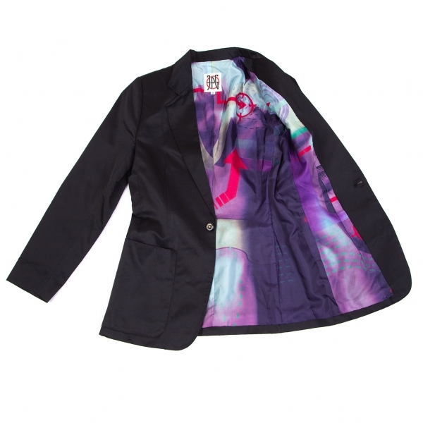 ジャンポールゴルチエJean Paul GAULTIER PARIS 裏グラフィック柄ジャケット 黒40 【レディース】拍卖