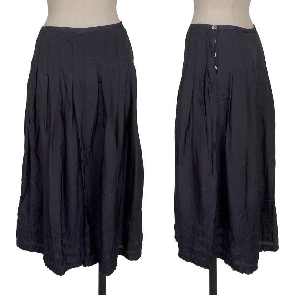 トリココムデギャルソンtricot COMME des GARCONS ウォッシュドキュプラ裏返しデザインプリーツスカート 紺S 【レディース】拍卖