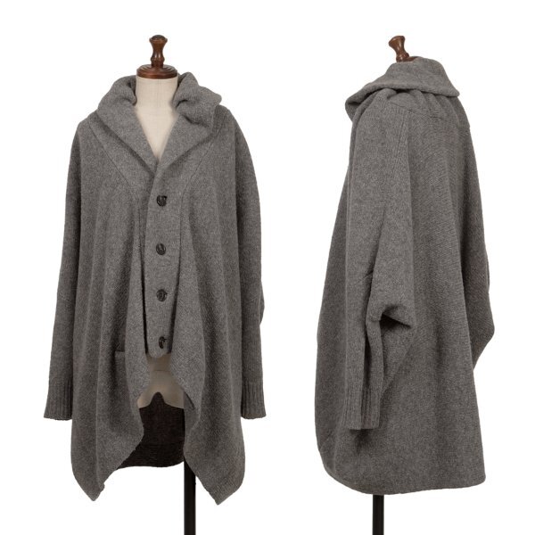 ズッカzucca ウールワイドニットジャケット グレーM 【レディース】拍卖