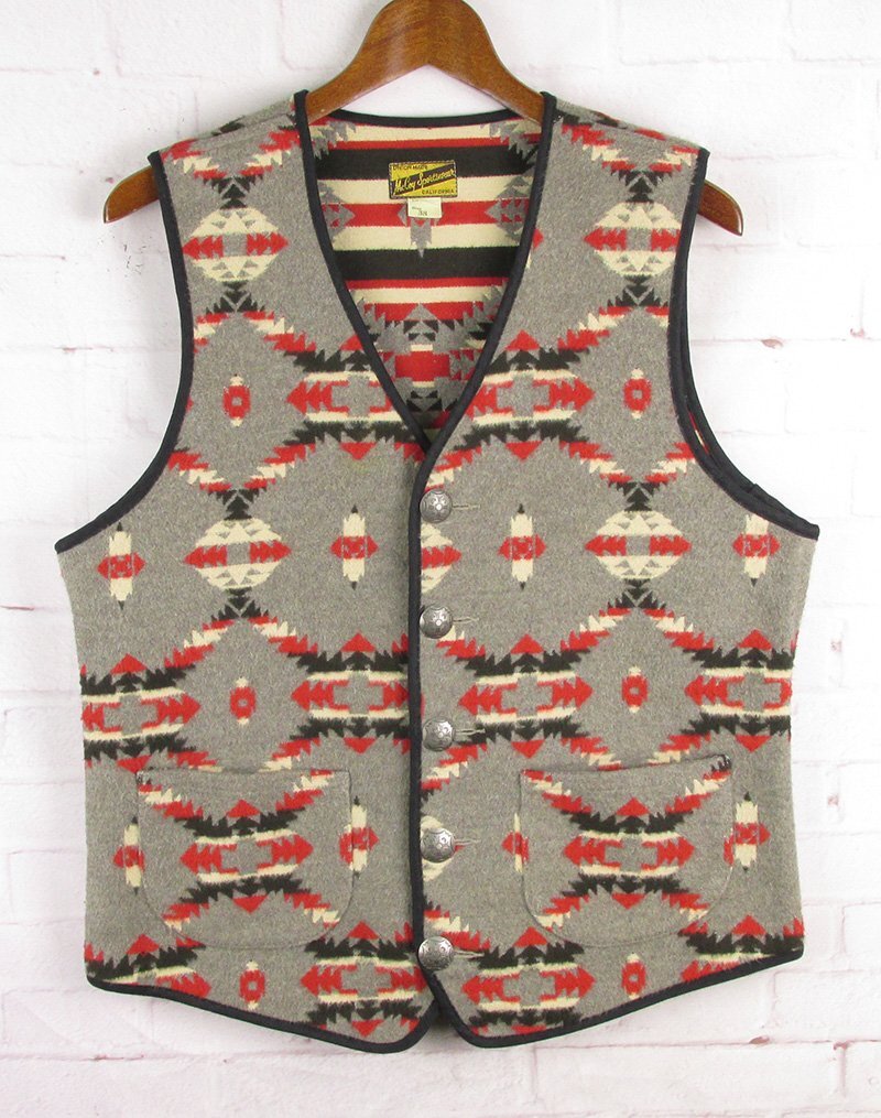 AJ28161 THE REAL McCOY'S リアルマッコイズ コットン ネイティブ ベスト コンチョボタン グレー系 38拍卖