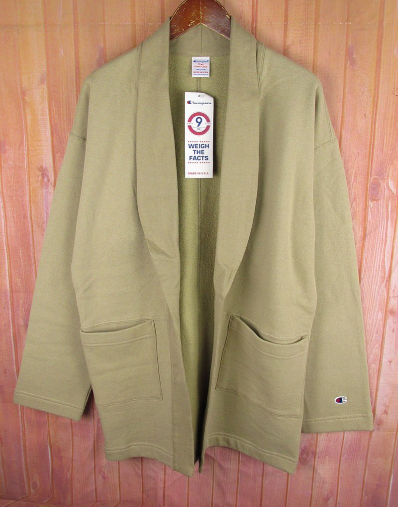 AJ27918 Champion チャンピオン C5-U002 ショールカラー スウェット ガウン USA製 アンバー ブラウン MEDIUM 未使用拍卖